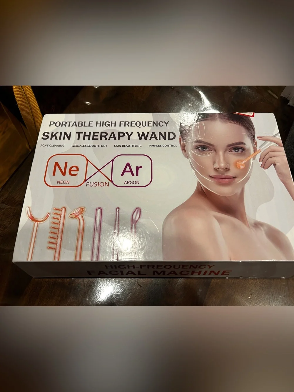 High-Frequency Facial Therapy Wand - Pink and Orange Accents